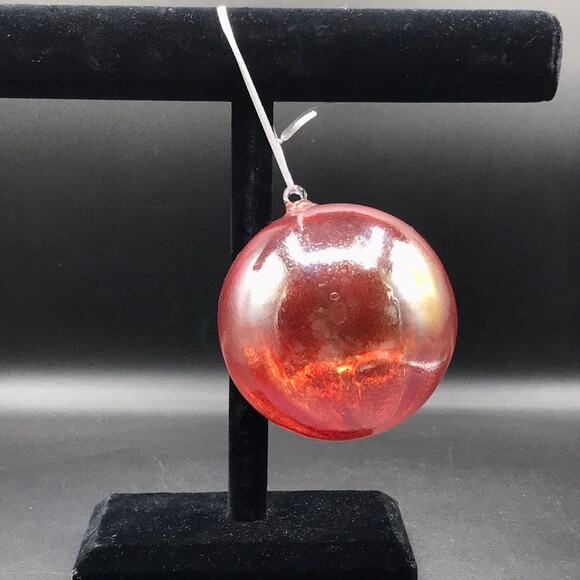 Hand Blown Glass Large Round Red Christmas Ornament Outdoor Orb 5" Diameter - Picture 1 of 8